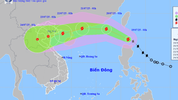 Dự báo đường đi của cơn bão Wipha đi vào Biển Đông, trở thành cơn bão số 3