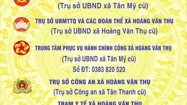 Thông báo  trụ sở  làm việc  xã Hoàng Văn Thụ